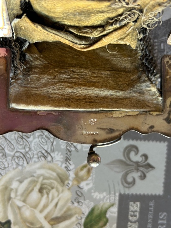 Antique Vintage German Silver Mesh Evening Bag with ornate Repoussé frame - Picture 5 of 6